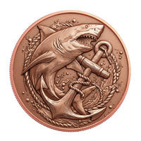 Pièce de monnaie en cuivre pur 999 de 1 once, motif Requin des profondeurs, impression UV, relief 3D, design nautique, médaille de collection, vente en gros et au détail