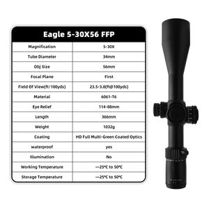 5-30X56 portée de visée de chasse en croix illuminée de haute précision premier plan focal portées et accessoires en verre gravé antichoc - Product Image 2