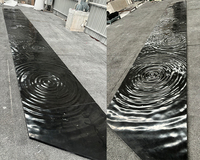 Dalle de marbre noir naturel Sol en marbre liquide Carreaux de marbre noir Prix Placage de pierre flexible pour sol de villa et d'hôtel