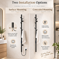 Sèche-serviettes électrique à affichage numérique en acier inoxydable noir, chauffe-serviettes pour hôtels, villas, vente en gros OEM/ODM