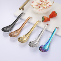 Cuillère écumoire mini Dingyue moderne colorée en acier inoxydable 304 plaqué, perforée, pour caviar, fondue chinoise, écrémeuse à soupe, réutilisable