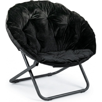 Fauteuil lounge pliable à structure métallique et rembourrage doux, fauteuil soucoupe en fausse fourrure, fauteuil d'appoint moderne et élégant au design circulaire grand et confortable