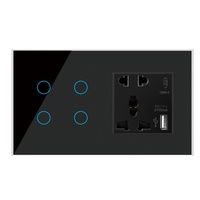 Interrupteur mural intelligent Wifi Tuya de type 147 avec prise murale universelle, port USB et Type C, application Smart Life, commande vocale avec Alexa