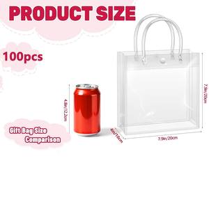 100 Bolsas de Regalo de <span class=keywords><strong>PVC</strong></span> Transparente Premium, Bolsas de Mano Transparentes con Asas Resistentes para Bodas, Fiestas, Baby Showers y Eventos - Product Image 5