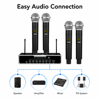 Système de microphone sans fil professionnel UHF 4 canaux X6-4 avec fonction de mise en sourdine automatique, micro portable pour performances scéniques professionnelles et chant