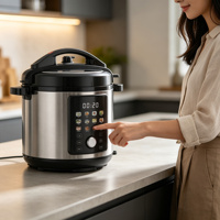 Cuisinière électrique multifonctionnelle 12-en-1 en acier inoxydable 6L avec écran LED numérique couleur 1000W haute pression antiadhésive