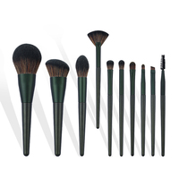 Ensemble de 10 pinceaux de maquillage professionnels en fibres synthétiques avec manche en bois, kit de pinceaux cosmétiques personnalisés
