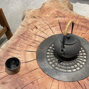 Tavolino da Caffè Wabi-Sabi in Legno Naturale a Forma di Ceppo d'Albero, Tavolo da Tè Mobile con Braciere per Arredamento Moderno da Giardino - Product Image 5