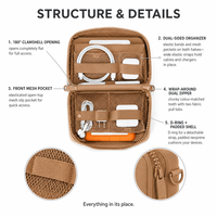 Pochette Organisateur de Câbles en Néoprène, Étui pour Accessoires Électroniques avec Poches en Filet et Double Fermeture Éclair pour Voyage