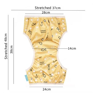 Pañal de natación reutilizable suave ajustable de talla única, pantalones de tela impermeables lavables con diseño impreso para bebés - Product Image 3