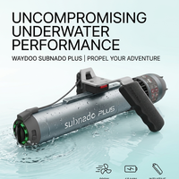Scooter sous-marin cylindrique gris métallisé prêt à être expédié, 800W, propulseur de plongée à poignée unique, 144Wh, appareil de plongée en apnée et de surf