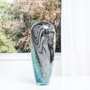 Vase en verre d'art de Murano soufflé à la main, style moderne, simple, double bleu, décoration de table bohème de luxe et article cadeau - Product Image 4