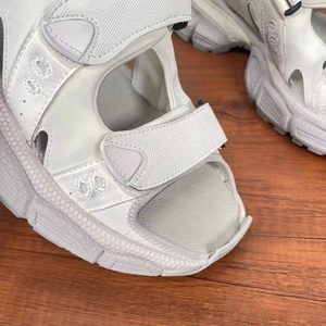White Ankle Strap <b>Sandals</b> Solid Color Textile Upper EVA Midsole Hook & Loop Closure Casual All Seasons - Product Image 3