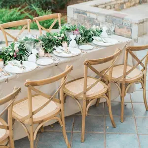 Factory Popular Wedding Chair Party Living Room Hotel Outdoor Farmhouse Restaurant Wooden Cross Back Wedding Chair