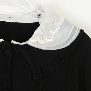 Nuovi 2025 autunno vendita calda cardigan neri maglieria di alta qualità da donna bianco Peter Pan colletto a manica lunga maglioni <span class=keywords><strong>Basic</strong></span> Casual - Product Image 5