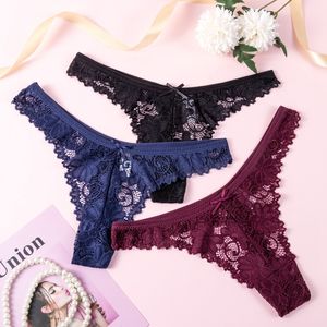 レディース セクシー下着 レースTバックショーツ 女性用無地透かし彫りローライズパンティ セクシーTバック - Product Image 4