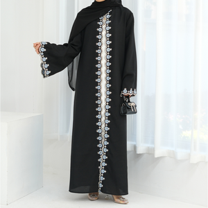 Abaya Kaftan Abierta con Bordado <span class=keywords><strong>de</strong></span> Flores, Moda Modesta, Manga Larga, Ropa Islámica para Ramadán y Eid - Product Image 5