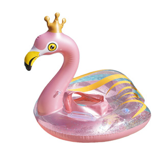 PVC <b>Inflatable</b> Flamingo Swim Ring With Crown For Kids And Adults Swimming <b>Pool</b> <b>Float</b> Cartoon Design - Product Image 3