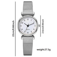 Nouvelle montre pour femme à quartz, écologique, compacte, avec boîtier rond de 7 mm d'épaisseur, bracelet en maille d'alliage, cadran en verre, aiguilles jour/date et motif feuille