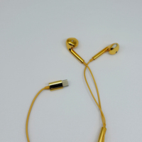 Auriculares con cable, auriculares intrauditivos cromados en oro completo, auriculares con cable tipo C, auriculares USB C con cable, auriculares plateados, auriculares cromados con cable