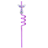 2024 nouveauté bar accessoires queue de poisson petite sirène queue paillettes dessin animé topper comestible boire réutilisable pailles en plastique