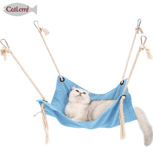 เปลแมว Catlemi สีชมพู ผ้าฝ้ายลินิน ระบายอากาศได้ดี เตียงแขวนสำหรับแมว อุปกรณ์สำหรับสัตว์เลี้ยง - Product Image 2