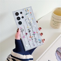 Coque transparente souple avec motifs de fleurs et de feuilles pour Samsung S24 FE S24 Ultra S22 S23 Ultra Plus A15 A25 A35 A54 A34 A24 A14 A53 A33 A23
