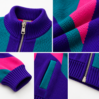 Pull personnalisé avec logo pour homme, style vintage, à manches longues, fermeture éclair, tricoté, chaud, pour l'hiver, cardigan décontracté pour homme
