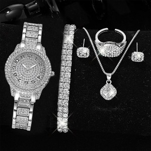 Orologio da Donna Elegante con Quadrante Romano e Diamanti, Set di Gioielli con Cinturino in Acciaio Inossidabile, Ideale come <span class=keywords><strong>Regalo</strong></span> per Anniversari - Product Image 2