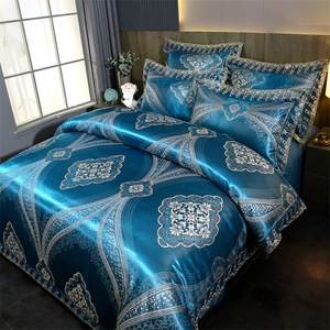 American Style Jacquard Modal 4pcs <strong>Bedding</strong> Sets <strong>Royal</strong> <strong>Blue</strong> Hotel Textile Silky Comforter Duvet Cover Set - Product Image 2
