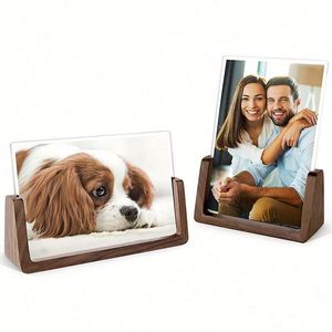 Logo Eco-Friendly Acrylic Menu Card Holder Wooden Base Custom Shape Silk Screen Printing <b>Desktop</b> Display <b>Stand</b> Promotions - Product Image 4