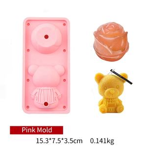 DM447 moule 3D en Silicone pour gâteau et Popsicle en forme d'ours, moule stéréoscopique en <span class=keywords><strong>treillis</strong></span> de glace Rose avec couvercle pour boissons faites maison - Product Image 6