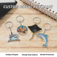 Porte-clés en métal émaillé personnalisé, design animaux marins (requin, dauphin, raie manta) pour souvenir ou cadeau