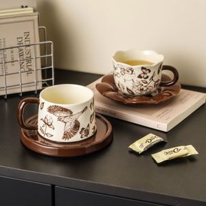 Vintage Flower & Bird Ceramic Coffee <b>Cup</b> and Saucer <b>Set</b> Retro Mug for Home Office Afternoon Tea <b>Cup</b> <b>Set</b> - Product Image 1