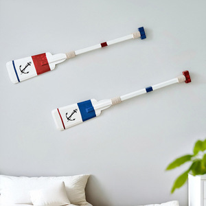 Mediterranean Style Wooden Oars Wall Decor 68 Cm <b>Red</b> Blue Dual Side Home Decoration Pine <b>Material</b> 2Pcs - Product Image 3