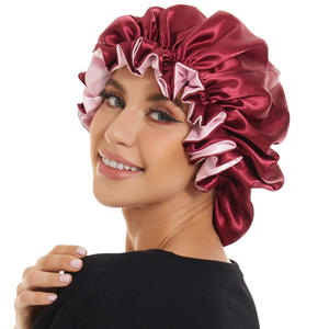 SOLPOP <span class=keywords><strong>Bonnet</strong></span> de nuit réversible en satin double couche pour femme, turban ajustable avec élastique - Product Image 1
