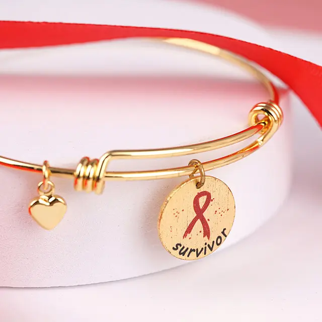 Pulsera de concientización para mujeres, brazalete personalizado con mensaje de amor, esperanza, fe, romántico, pecho, cáncer