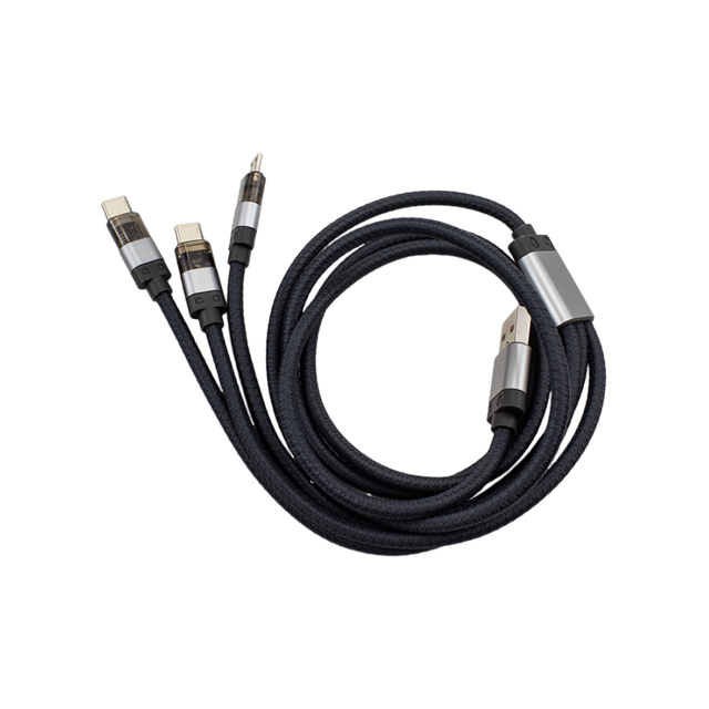 1.2M 3 in 1 USB Cable - 100W High Power Type-C Interface, Fast Charging & Data Sync 2-in-1 Cable for Mobile Phones