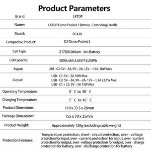 Poignée de batterie GoPro 5000 mAh, accessoire d'alimentation portable pour caméra d'action - Product Image 5