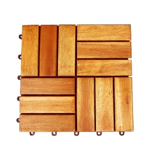 Azulejos de cubierta de madera de acacia entrelazados DIY 3D modernos para pisos de madera amigables con villas al aire libre - Product Image 1