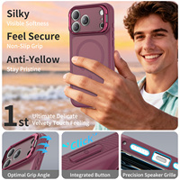 Premium draadloze oplaadbare magnetische telefoonhoes voor iPhone 18 17 16 Pro Max met metalen lensframe, standaard en beschermende cover met skin-feel afwerking