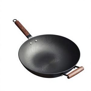 <span class=keywords><strong>Wok</strong></span> de Hierro Fundido Ligero sin Recubrimiento con Diseño de Sol, Resistente al Óxido, con Tapa de Vidrio Delgada para Cocinar en Casa - Product Image 1