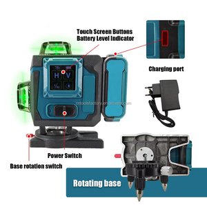 Livella Laser a Raggio Verde Senza Fili 360° °   <span class=keywords><strong>Strumento</strong></span> di Misurazione Autolivellante 4D a 16 Linee con Treppiede, Due Batterie e Cassetta degli Attrezzi - Product Image 1