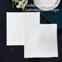 Serviettes de cocktail carrées classiques en lin doux à ourlet festonné 15 cm, multicolores, personnalisables, vente en gros, pour mariage et fête, en tissu simple et lavable