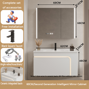 Meuble de salle de bain moderne en bois, à suspendre, avec lavabo et miroir LED – Offre spéciale - Product Image 4