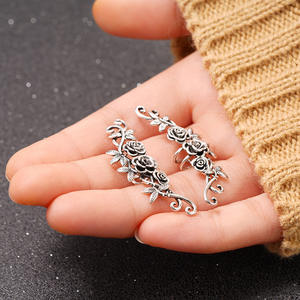 E3582 Pendientes de plata antigua con forma de flor para mujer, joyería vintage de aleación, chapado en plata tibetana - Product Image 6