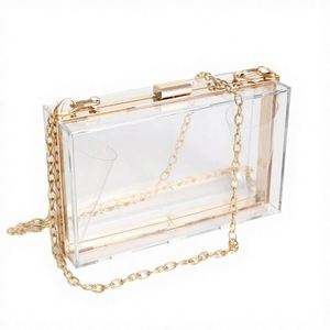 Women Fashion Acrylic <b>Clear</b> Customized Shape Clutch Bag & Shoulder <b>Handbag</b> with Removable Gold Chain Strap Silk Screen Printed - Product Image 4
