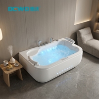 Baignoire Balnéo Intérieure en Acrylique Durable, Baignoire Spa Autoportante pour 2 Personnes, 21 Jets, Conception Anti-Fuite pour la Maison, la Salle de Sport et les Hôtels