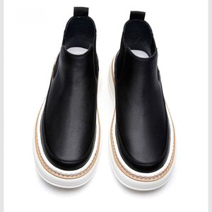 Bottes décontractées rétro pour hommes en cuir véritable, à enfiler, pour affaires et occasions formelles, antidérapantes et chaudes pour l'automne et l'hiver - Product Image 6