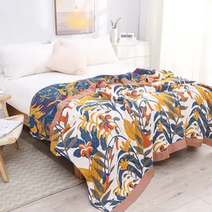 Neue Blumen handtuch decke mit sechs Schichten reiner Baumwolle Four Seasons Thin Blanket für Nickerchen